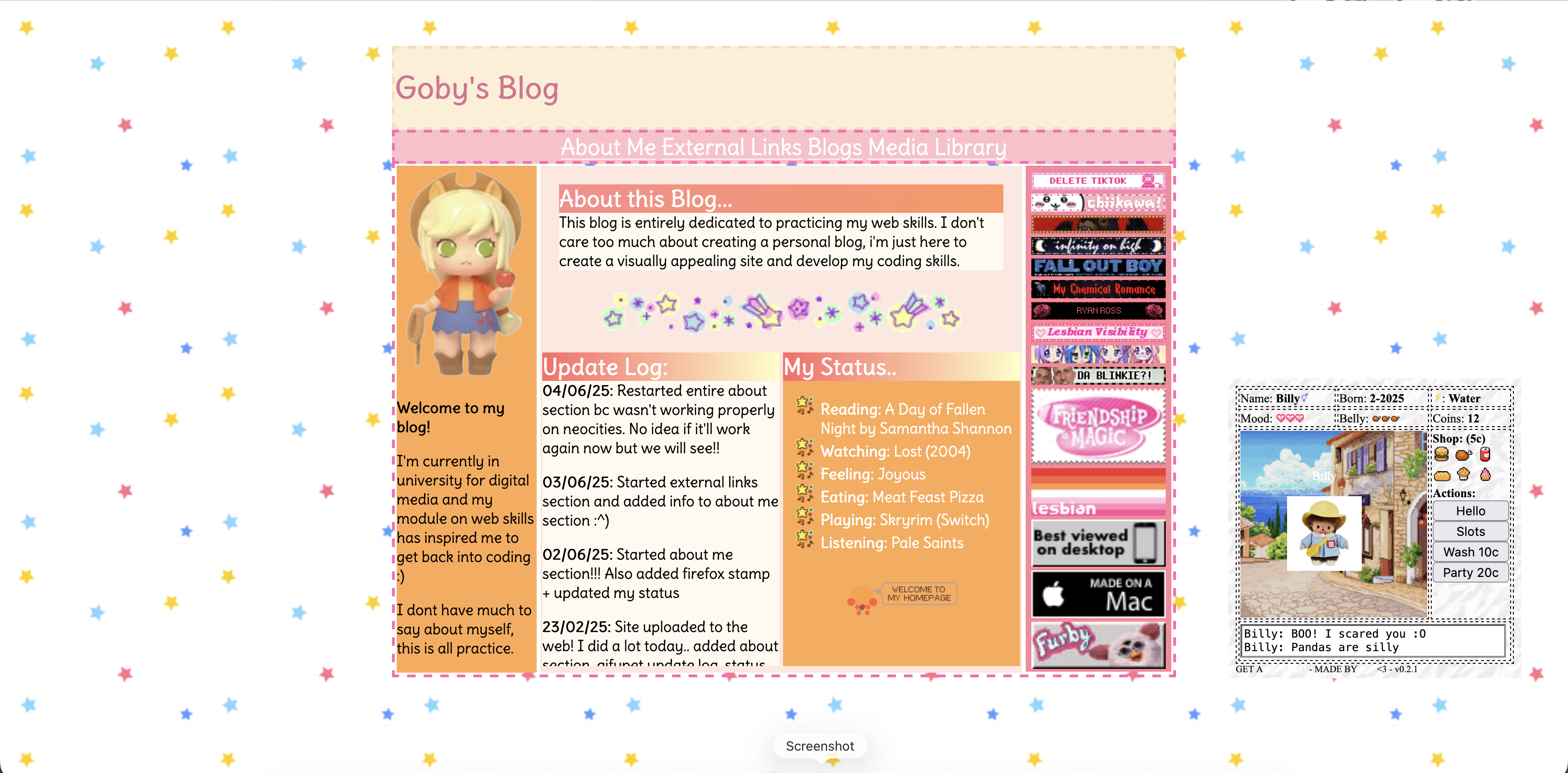 Pink and orange themed personal blog